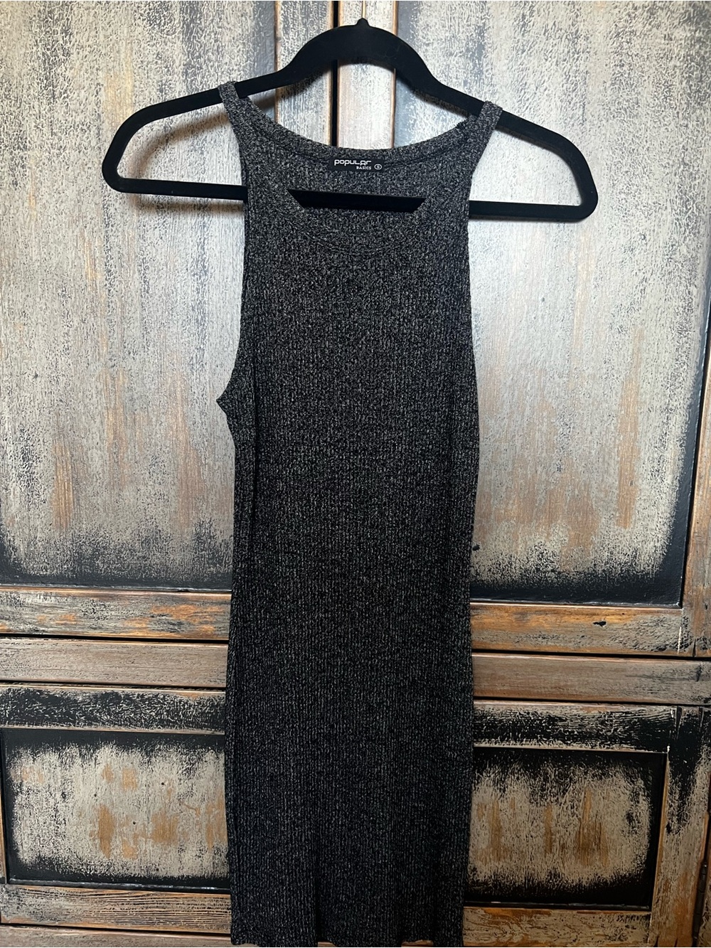 “Popular” Charcoal Ribbed Knit Dress